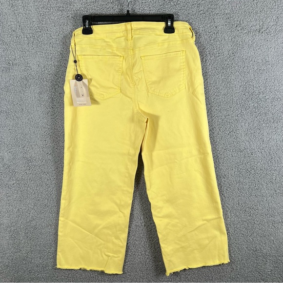 NYDJ Womens Wide Leg Denim Capri Size 8 Yellow Raw Hem Lift Tuck Technology New - Picture 2 of 10